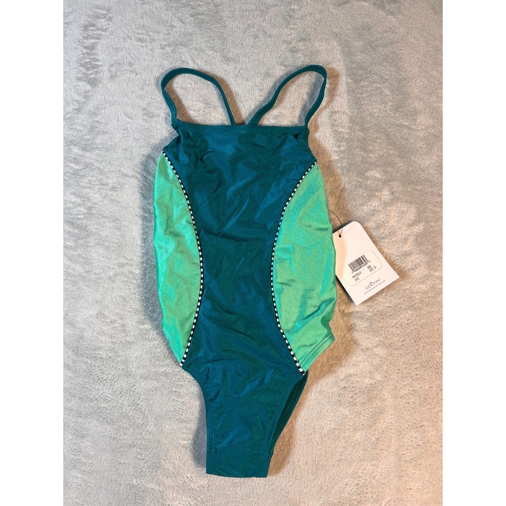 Dolfin Uglies GirlsSize 26 Youth Large Jade Green Diamondback One Piece Swimsuit